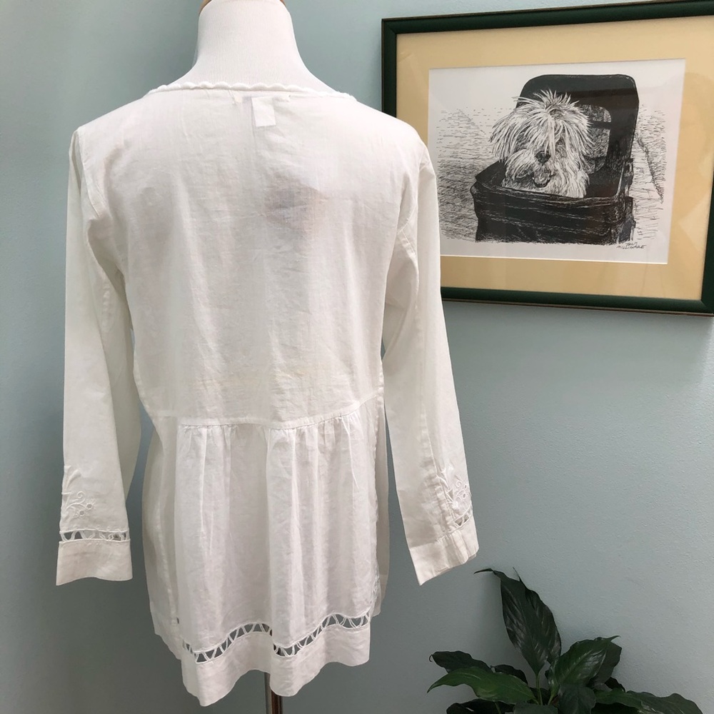Lucky Brand White Cotton Top w Openwork Embroidery - Picture 10 of 16